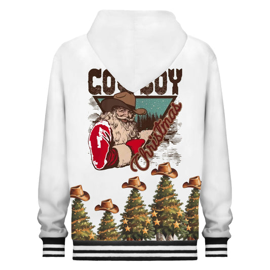 Western Cowboy Christmas Print Hooded Sweatshirt