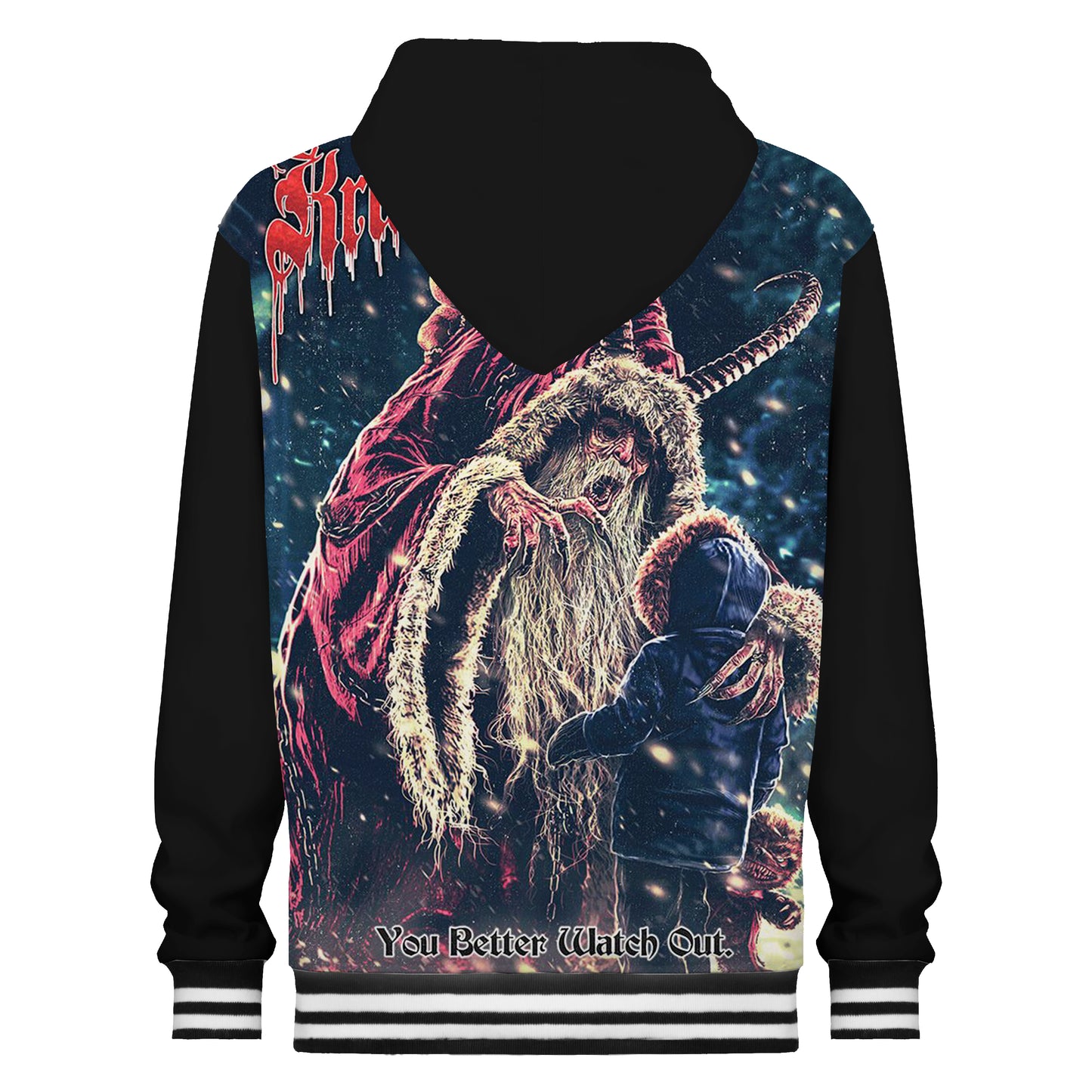 Horned Monster Print Hooded Sweatshirt