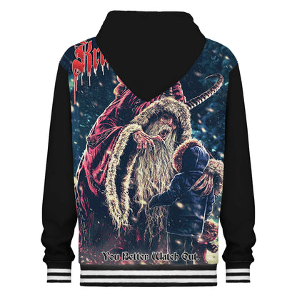 Horned Monster Print Hooded Sweatshirt