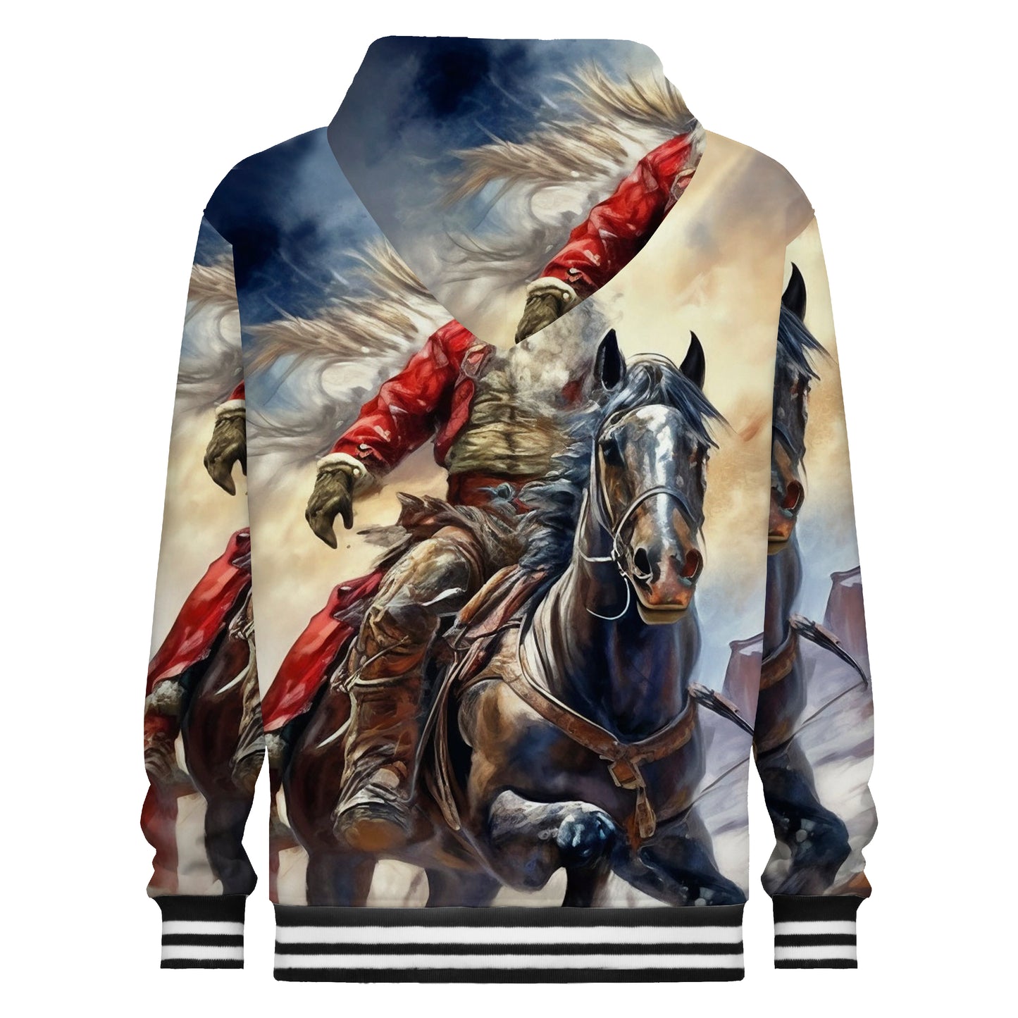 Santa Claus Horseback Ride Print Hooded Sweatshirt