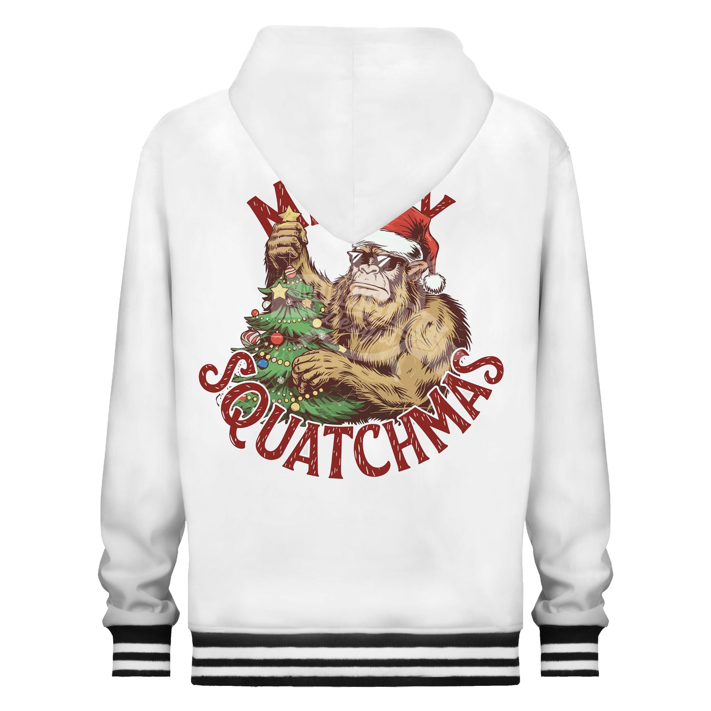 Merry Chrismas Print Hooded Sweatshirt Fleece Lined