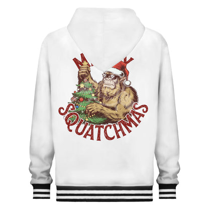 Merry Chrismas Print Hooded Sweatshirt Fleece Lined