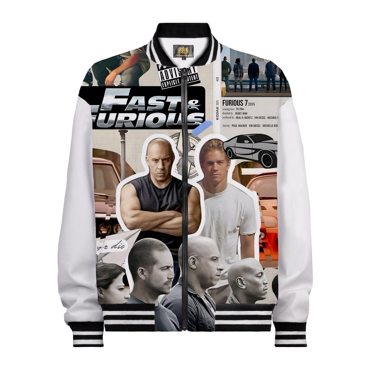 Movie Racing Cover Print Bomber Jacket