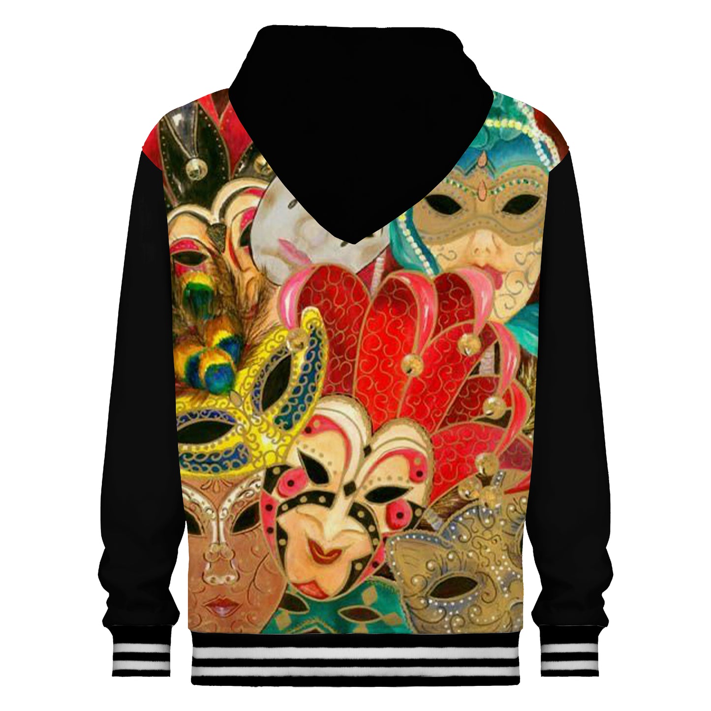 Carnival Mask Print Hooded Sweatshirt