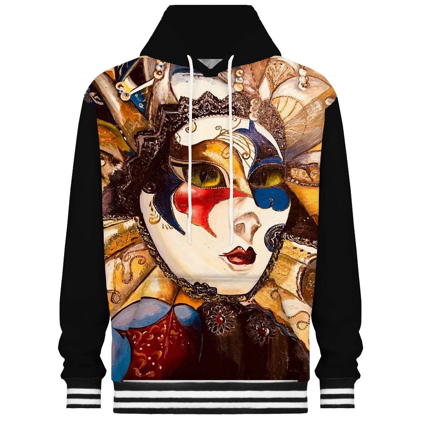 Exquisite Mask-Shaped Print Hooded Sweatshirt