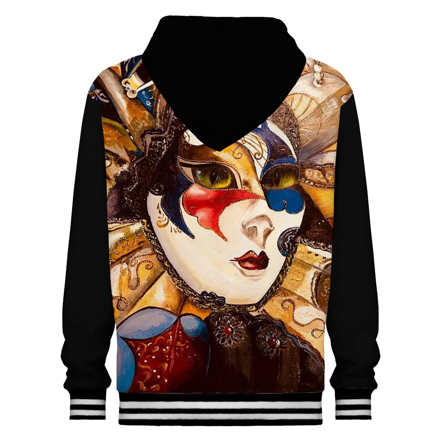 Exquisite Mask-Shaped Print Hooded Sweatshirt