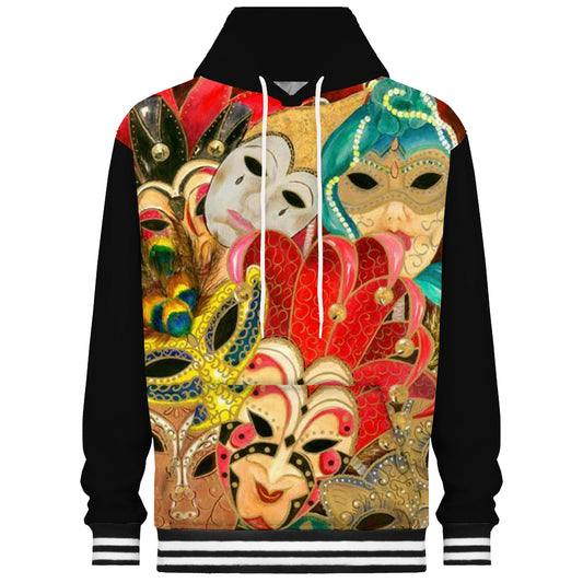 Carnival Mask Print Hooded Sweatshirt