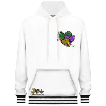 White Hooded Sweatshirt With Gorgeous Heart Print