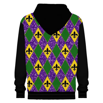 Colorful Diamond Print Hooded Sweatshirt