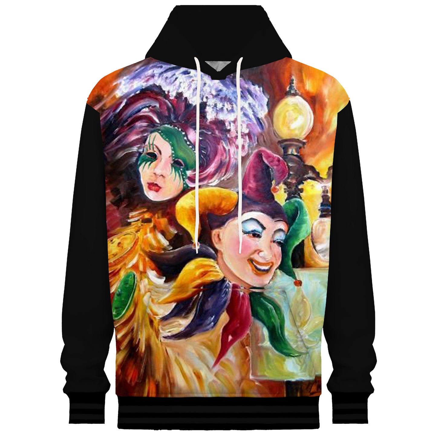 Carnival Clown Costume Print Hooded Sweatshirt