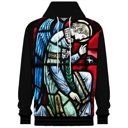 Religious Figures Print Hooded Sweatshirt