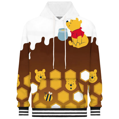 Honey Jar Cute Bear Print Hooded Sweatshirt