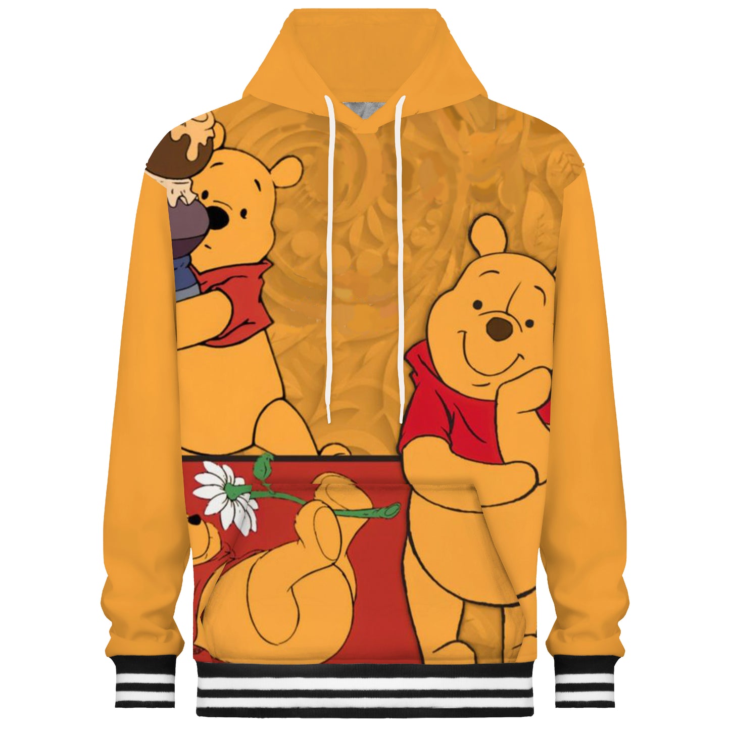 Yellow Winnie The Pooh Print Hooded Sweatshirt