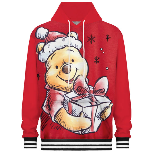 Bear Gift Red Print Hooded Sweatshirt