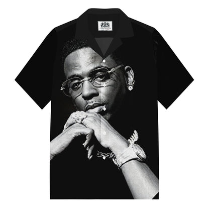 Hip-Hop Singer Print Camp Collar Short Sleeve Shirt