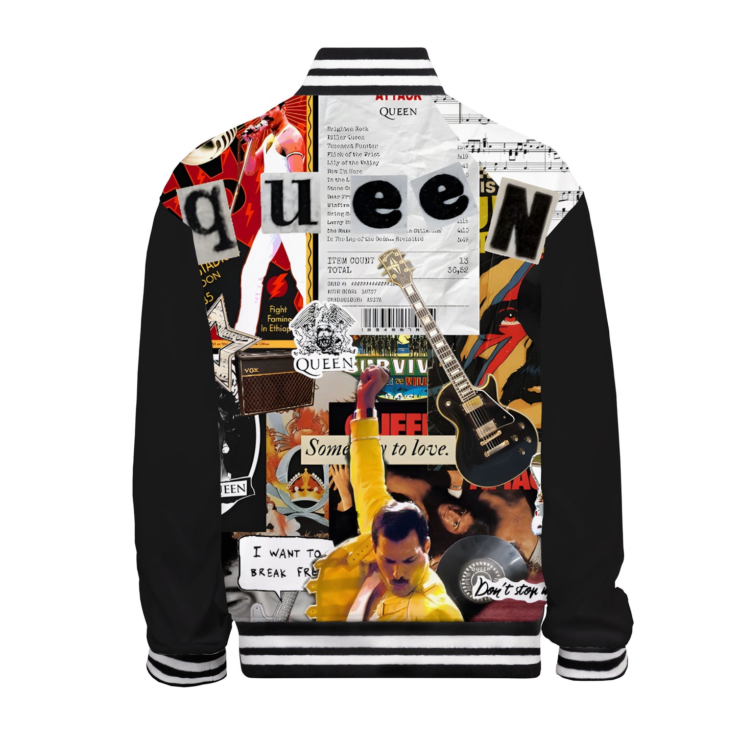 Men's Band Print Bomber Jacket