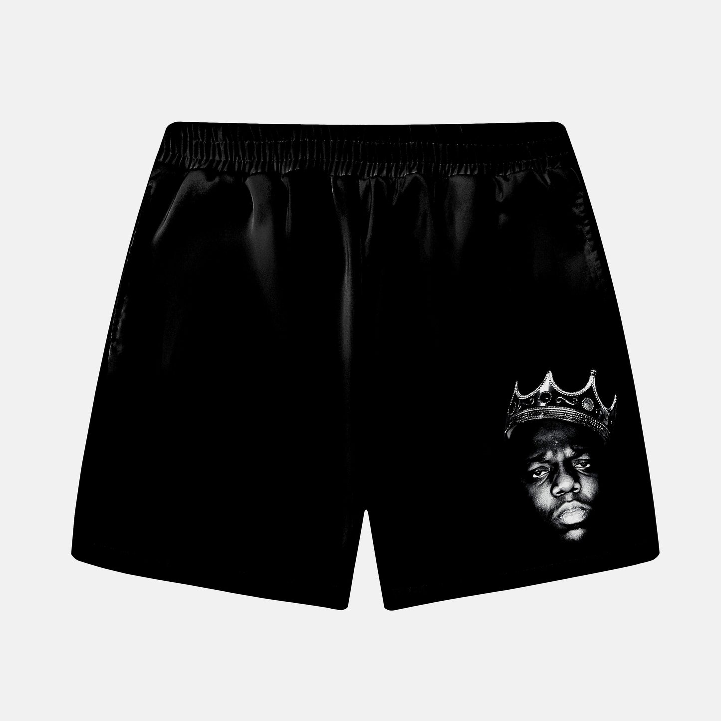 Men's Black Crown Print Elastic Waistband Summer Casual Shorts