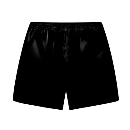 Men's Black Crown Print Elastic Waistband Summer Casual Shorts