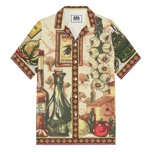 Resort Style Printst Camp Collar Short Sleeve Shirt