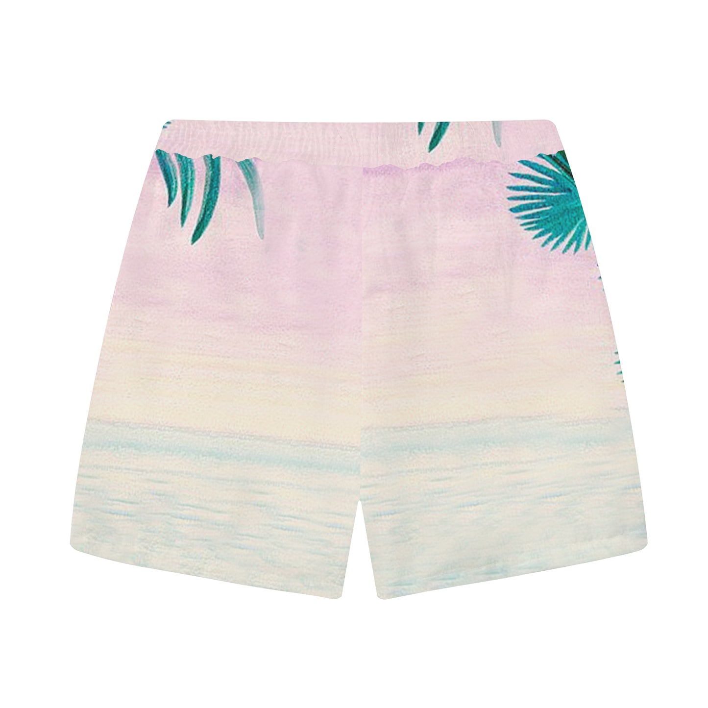 Flamingo With Flowers On Head Elastic Waistband Summer Casual Shorts