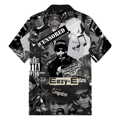 Fashion Hip-Hop Music Pattern Camp Collar Casual Shirt