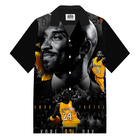 Basketball Star Baseball Pattern Camp Collar Casual Shirt