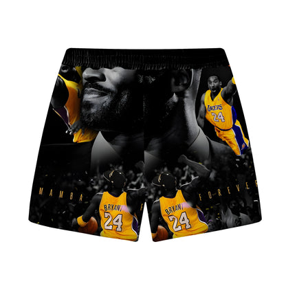 Basketball Star Baseball Pattern Elastic Waistband Casual Shorts