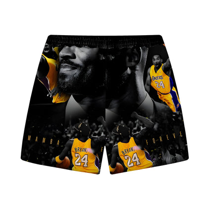 Basketball Star Baseball Pattern Elastic Waistband Casual Shorts