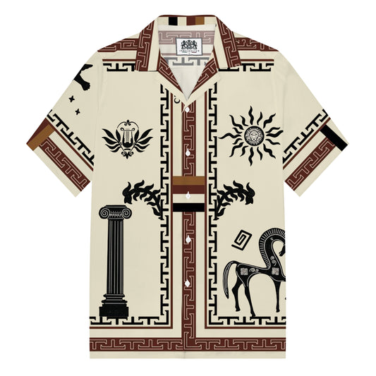 Acropolis Of Athens Pattern Camp Collar Casual Shirt