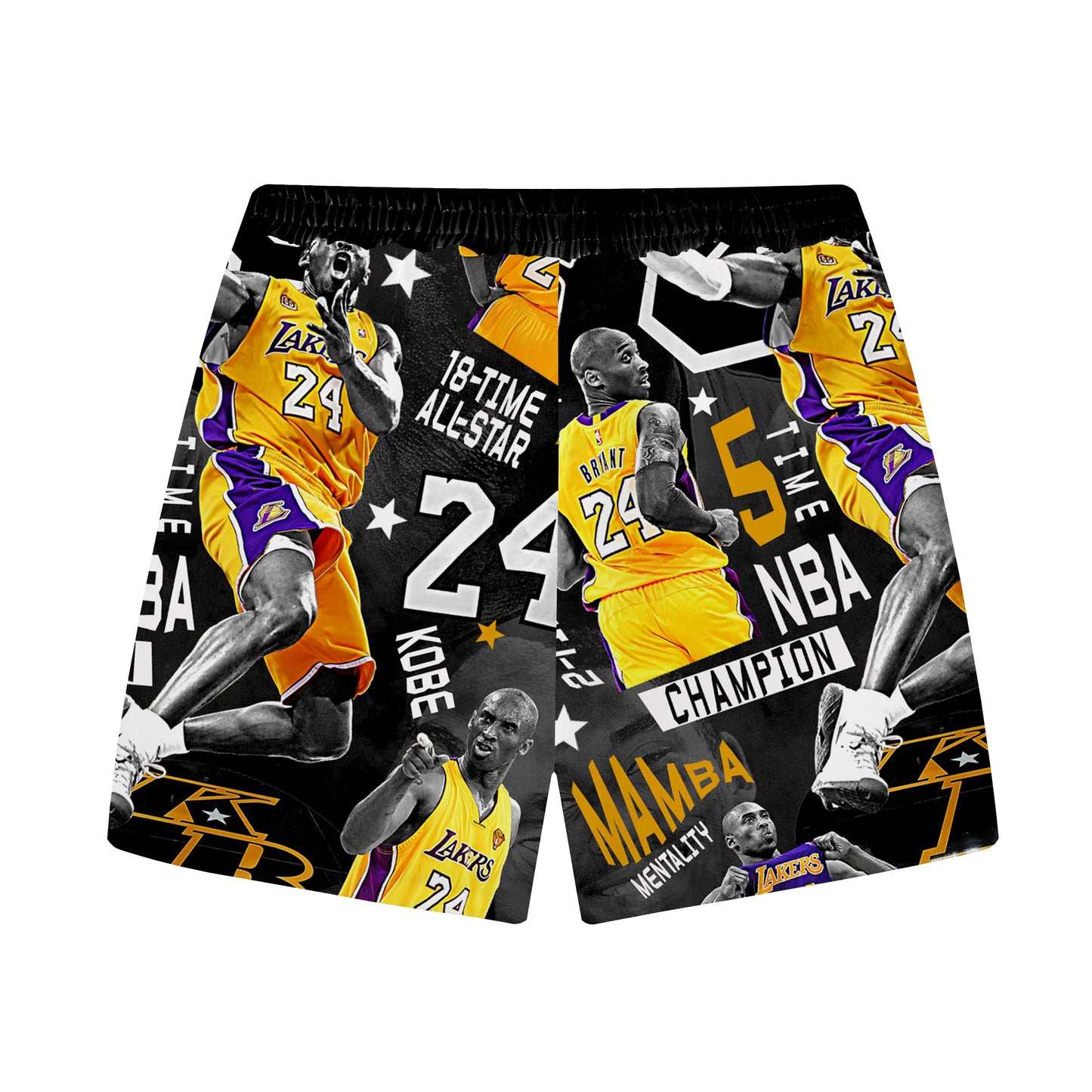 Basketball Themed Pattern Elastic Waistband Casual Shorts