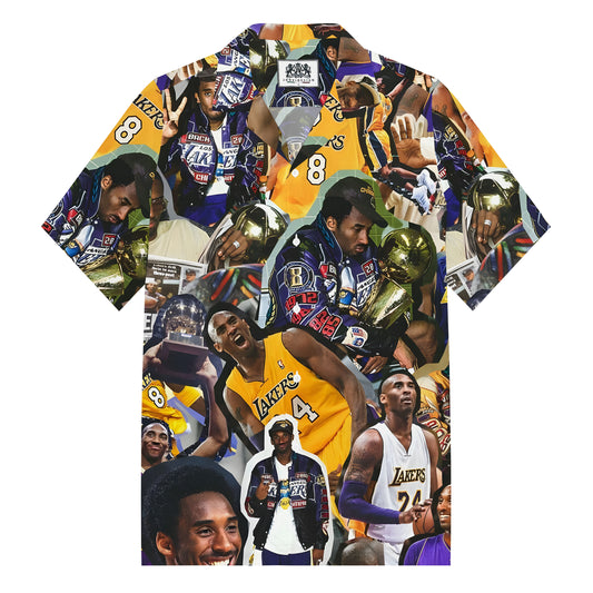 Basketball MVP Pattern Camp Collar Casual Shirt