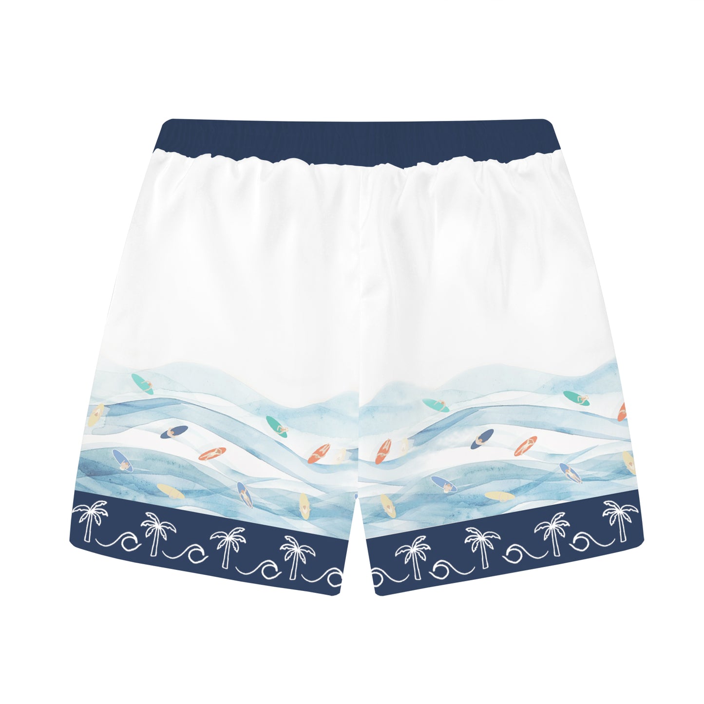 Summer Sunshine Seaside Print Elastic Waistband Casual Shorts