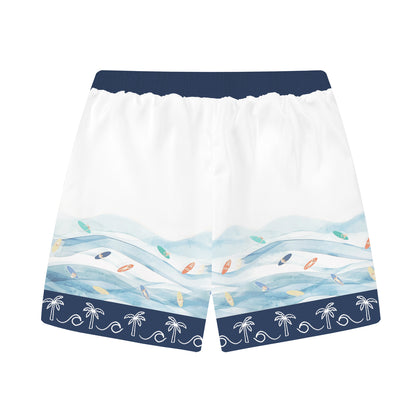 Summer Sunshine Seaside Print Elastic Waistband Casual Shorts