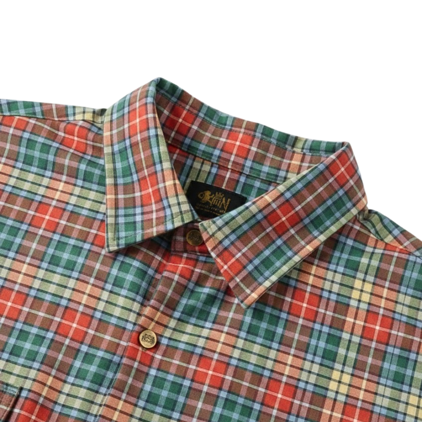Red-Green-Orange-Yellow Plaid Button Down Flannel Jacket