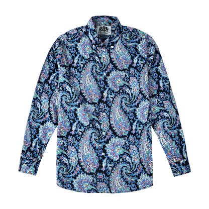 Blue Paisley Print Button Down Shirt