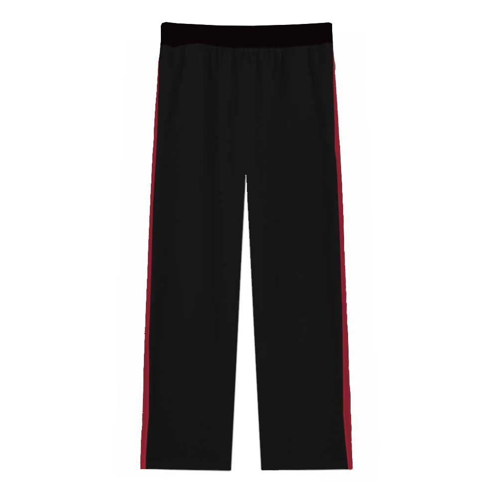 Red Baroque Pattern Casual Trousers With Elastic Waistband