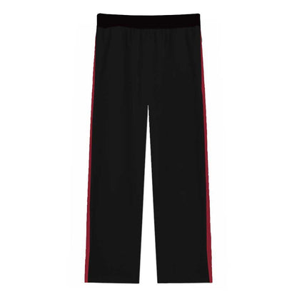 Red Baroque Pattern Casual Trousers With Elastic Waistband
