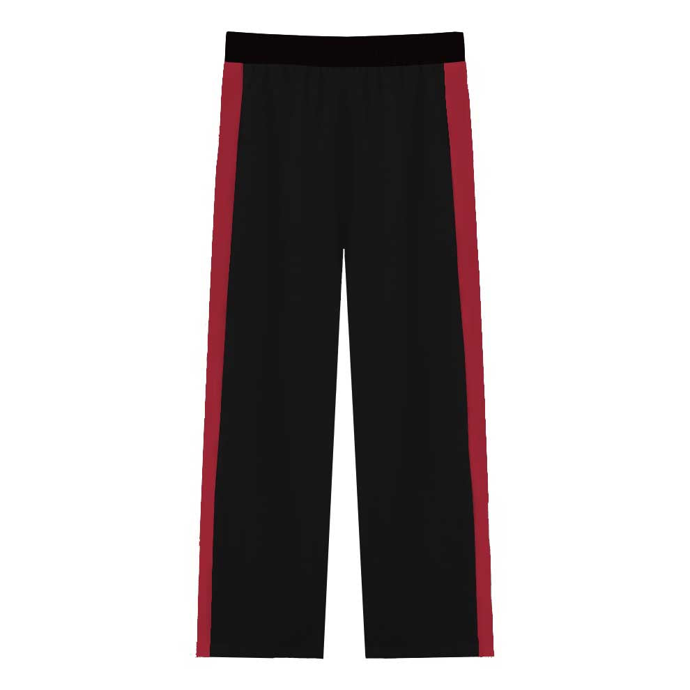 Red Baroque Pattern Casual Trousers With Elastic Waistband