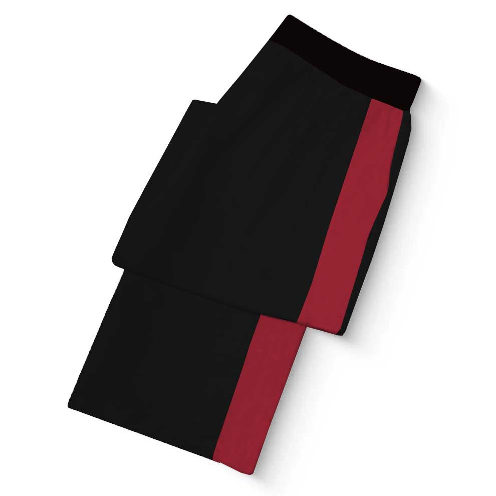 Red Baroque Pattern Casual Trousers With Elastic Waistband