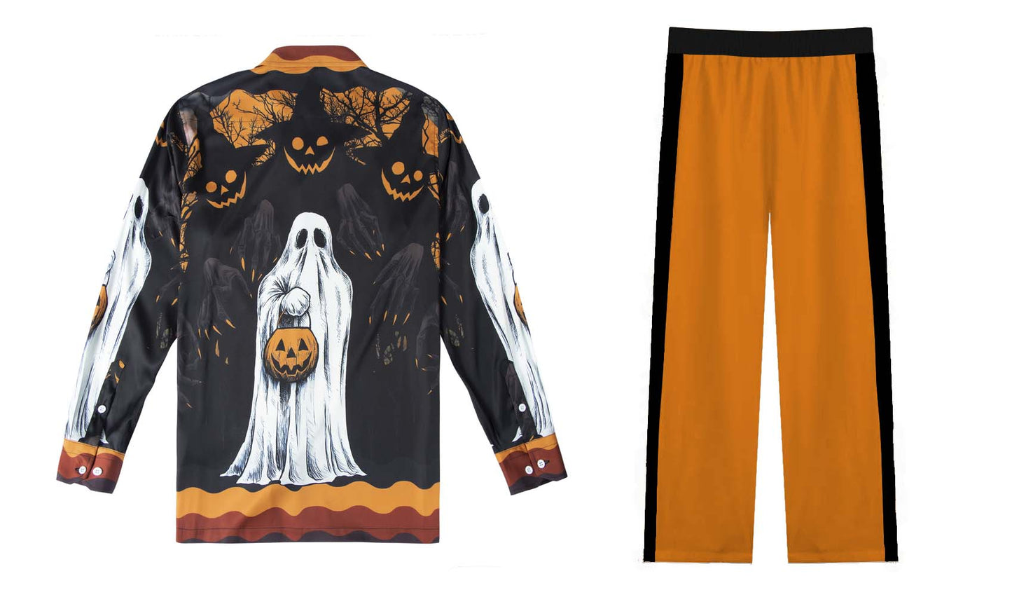 Halloween Horror Ghost And Pumpkin Witches Casual Trousers With Elastic Waistband