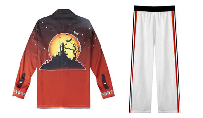 Halloween Haunted Castle Casual Trousers With Elastic Waistband