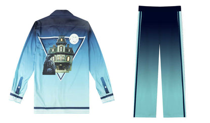 Halloween Haunted House Casual Trousers With Elastic Waistband