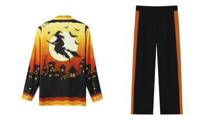 Halloween Witch Casual Trousers With Elastic Waistband