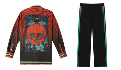 Halloween Fly Skeleton Casual Trousers With Elastic Waistband