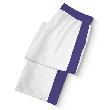 Purple Floral Pattern Casual Trousers With Elastic Waistband