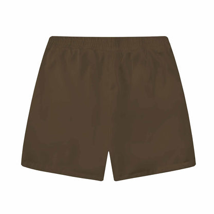 Brown Vertical Striped Casual Elastic Waistband Summer Casual Shorts