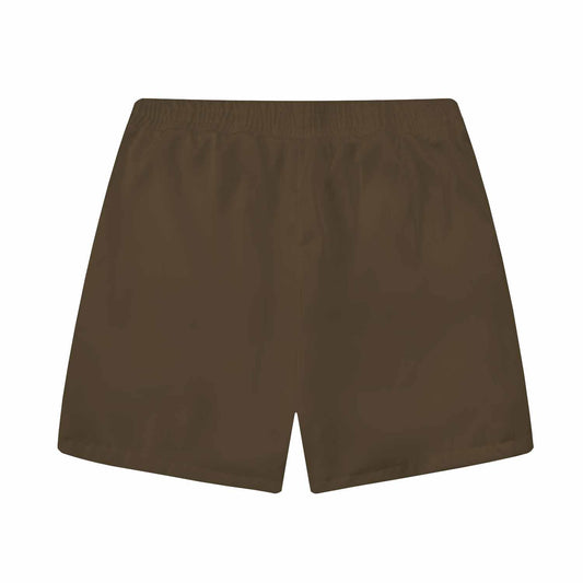 Brown Vertical Striped Casual Elastic Waistband Summer Casual Shorts