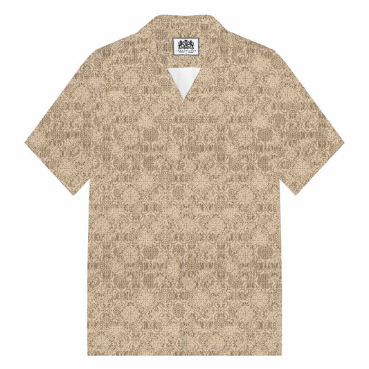 Four-Leaf Clover Print Casual Camp Collar Short-Sleeved Shirt