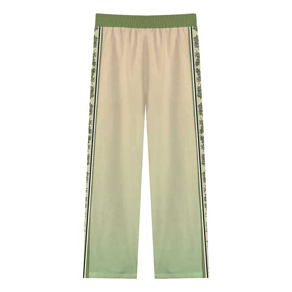 Greek Statue Olive Branch Pattern Casual Trousers With Elastic Waistband