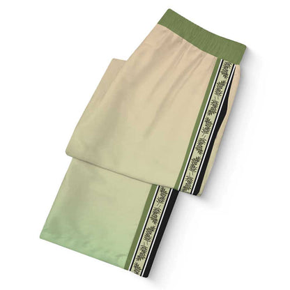 Greek Statue Olive Branch Pattern Casual Trousers With Elastic Waistband